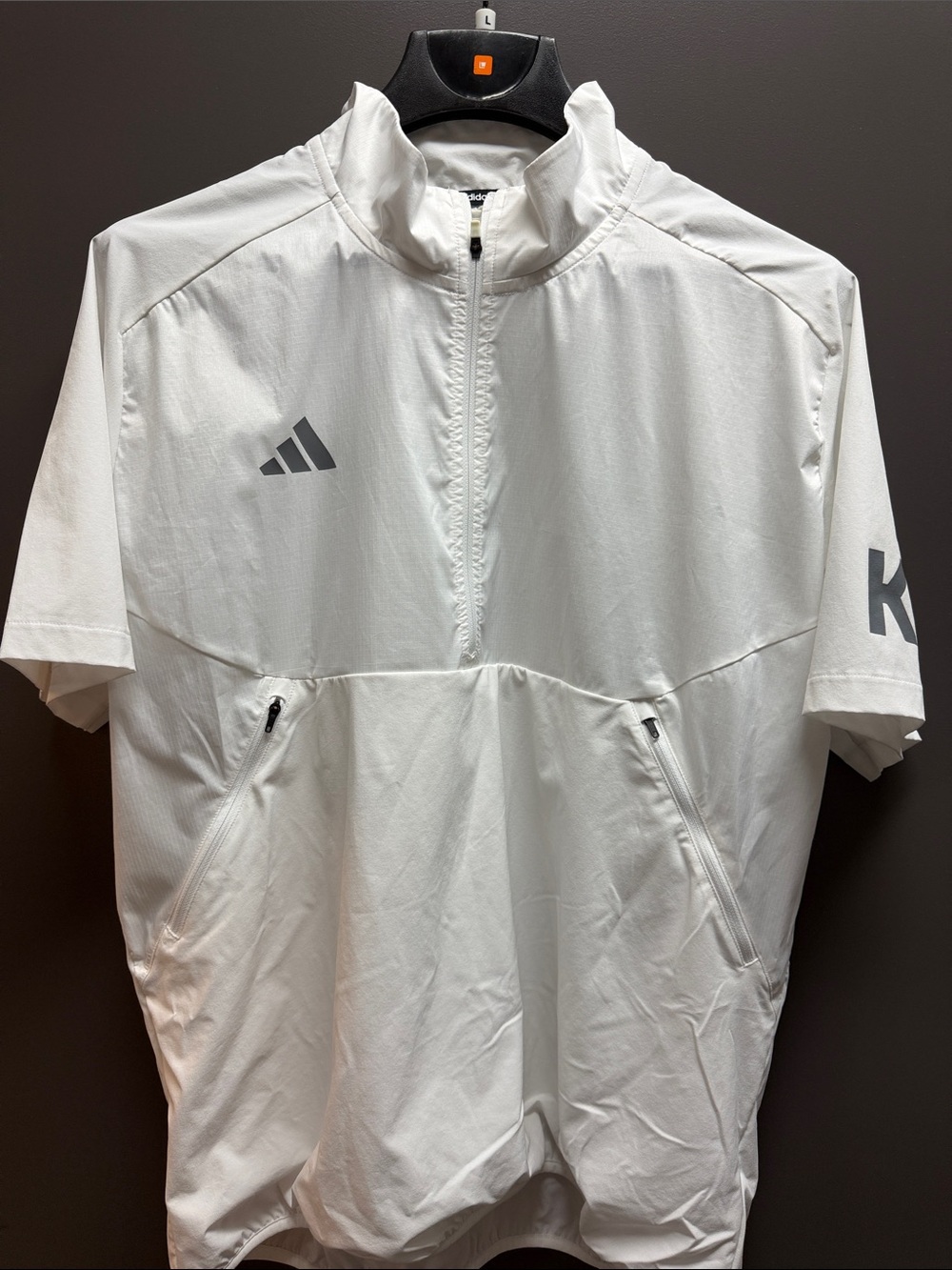 Adidas White Short-Sleeve Half-Zip Performance Top